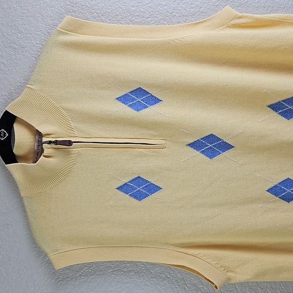 Martin | Men's 1/4 Zip Merino/Cotton Argyle Whisper Rock Golf Club Vest Sz L - Picture 4 of 10